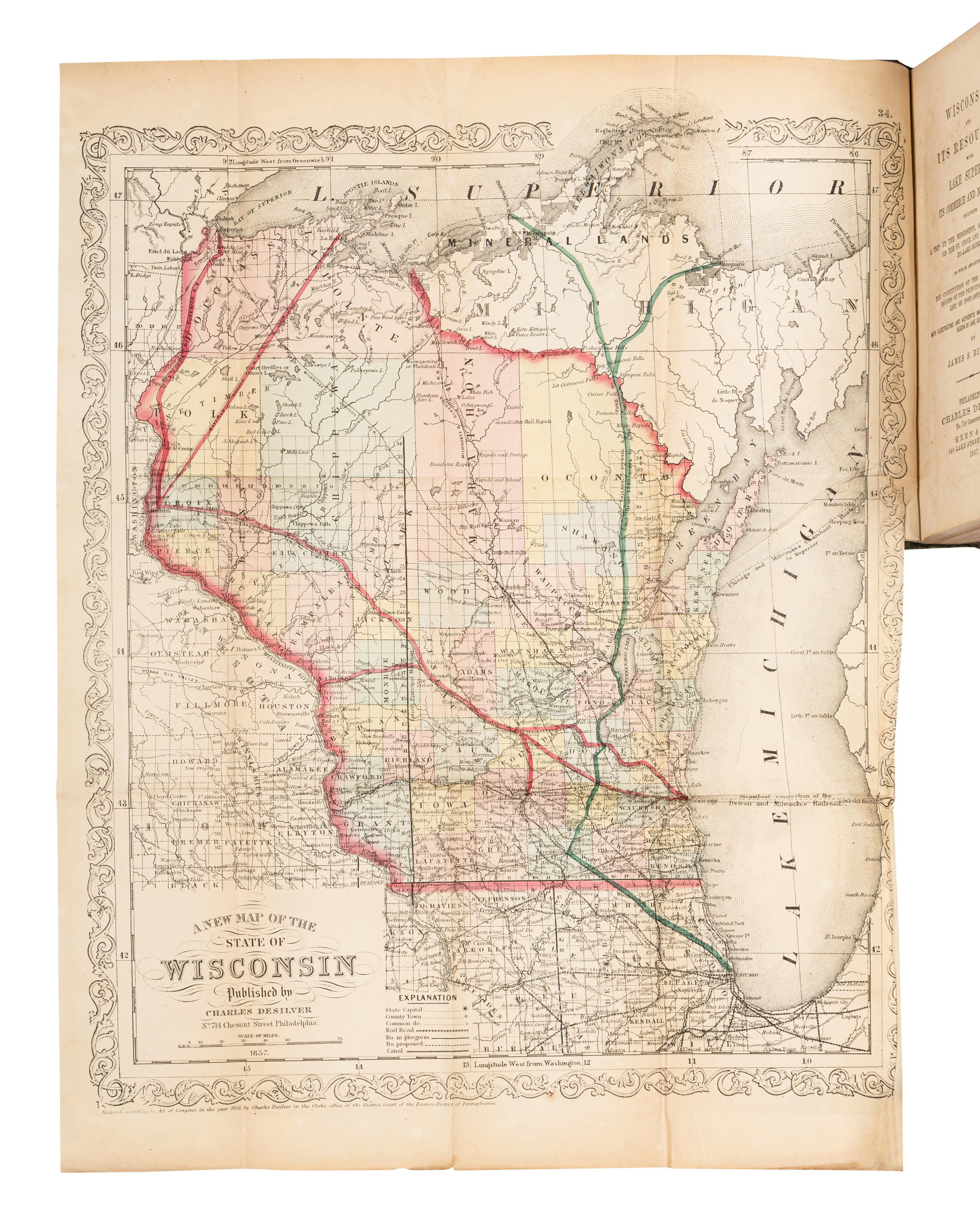 [PRE-FIRE IMPRINTS]. A group of 6 Chicago Pre-Fire imprints about the Mississippi River and Midwest, comprising: