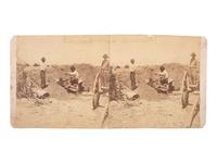 [WESTERN AMERICANA - MINING]. [HEISTER, H.T., photographer]. A group of 3 stereoviews, incl. images of gold mining in New Mexico and the Exchange Hotel. [Santa Fe, NM]: ca 1870s.