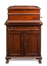A Symphonion Mahogany Cased Disk Music Box Height 47 1/2 inches. — MID-19TH CENTURY