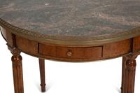 A Pair of Louis XVI Style Gilt Metal Mounted Marble Top Bouillotte Tables