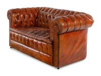 An English Leather Upholstered Chesterfield Sofa