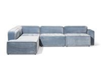 Rope Four-Piece Blue Velvet Modular Corner Sofa Denmark