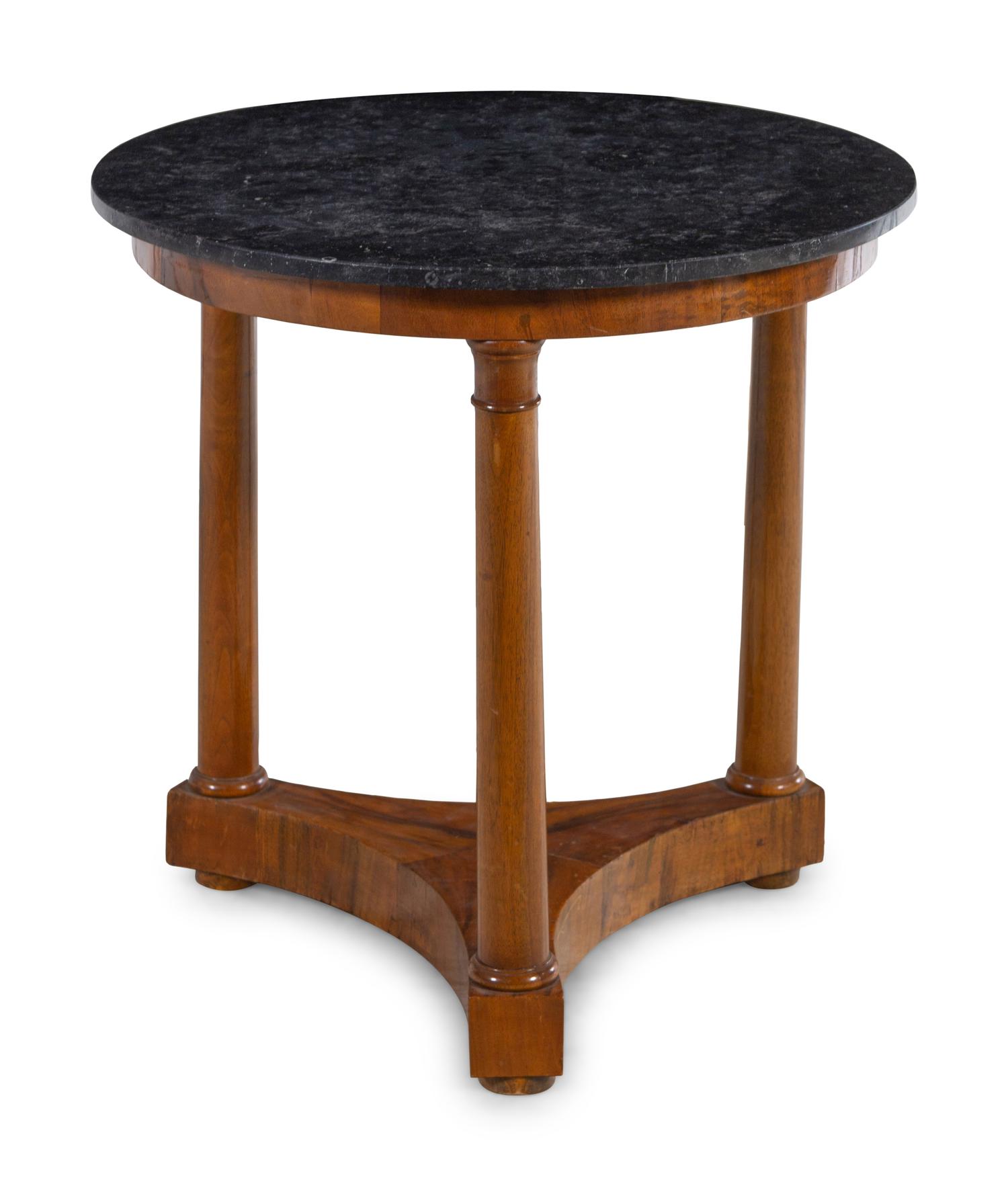 An Empire Walnut Marble-Top Guéridon