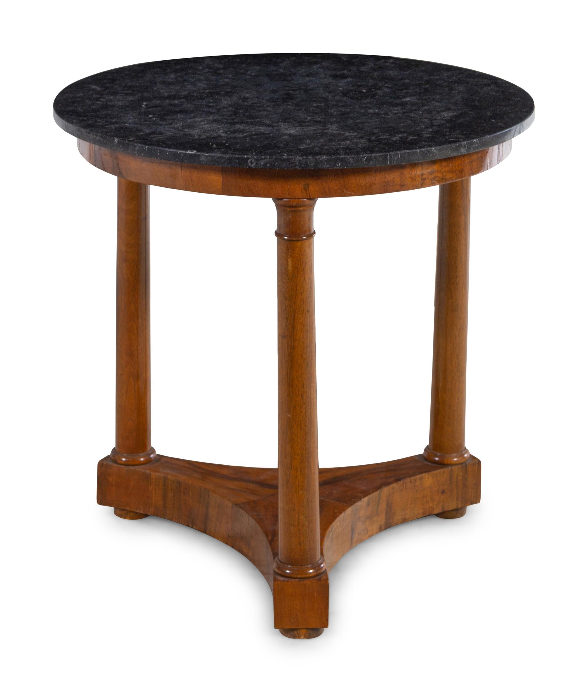 An Empire Walnut Marble-Top Guéridon
