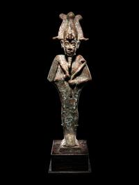 A Large Egyptian Bronze Osiris with Inlaid Eyes
