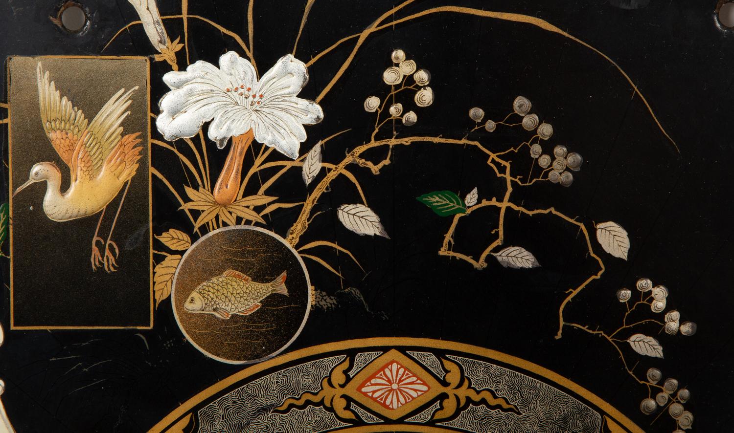A Pair of Victorian 'Japonesque' Painted Fan-Form Wall Brackets