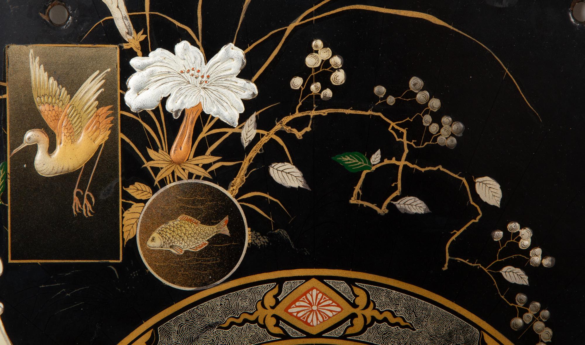 A Pair of Victorian 'Japonesque' Painted Fan-Form Wall Brackets