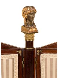 An Empire Gilt Bronze Mounted Mahogany Folding Floor Screen