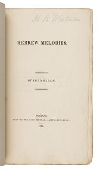 Byron, George Gordon Noel, Lord (1788-1824). Hebrew Melodie s. London: John Murray, 1815.
