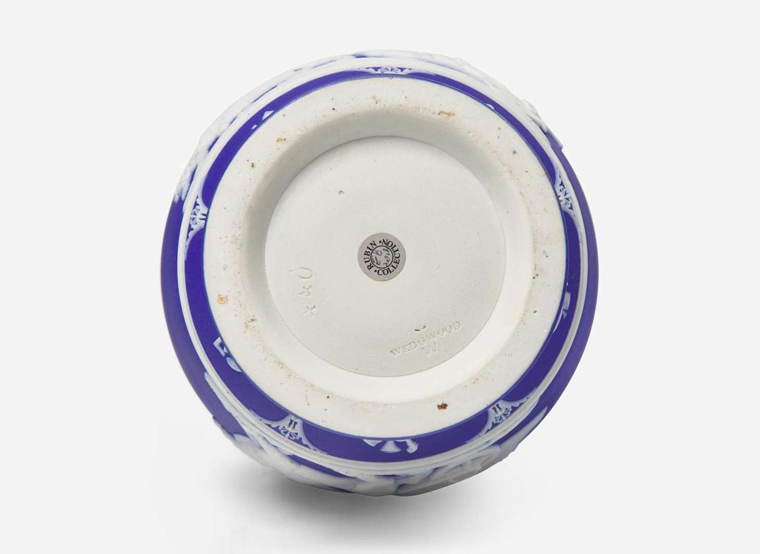 A Richly Decorated Wedgwood Blue Dip Jasperware Vase, UK, late 19th century