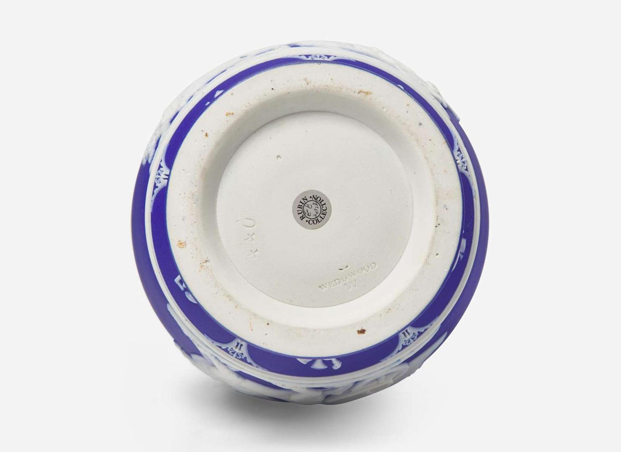 A Richly Decorated Wedgwood Blue Dip Jasperware Vase, UK, late 19th century