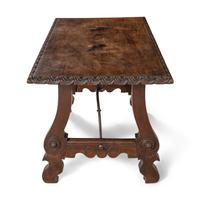 A Spanish Baroque Iron Mounted Walnut Table