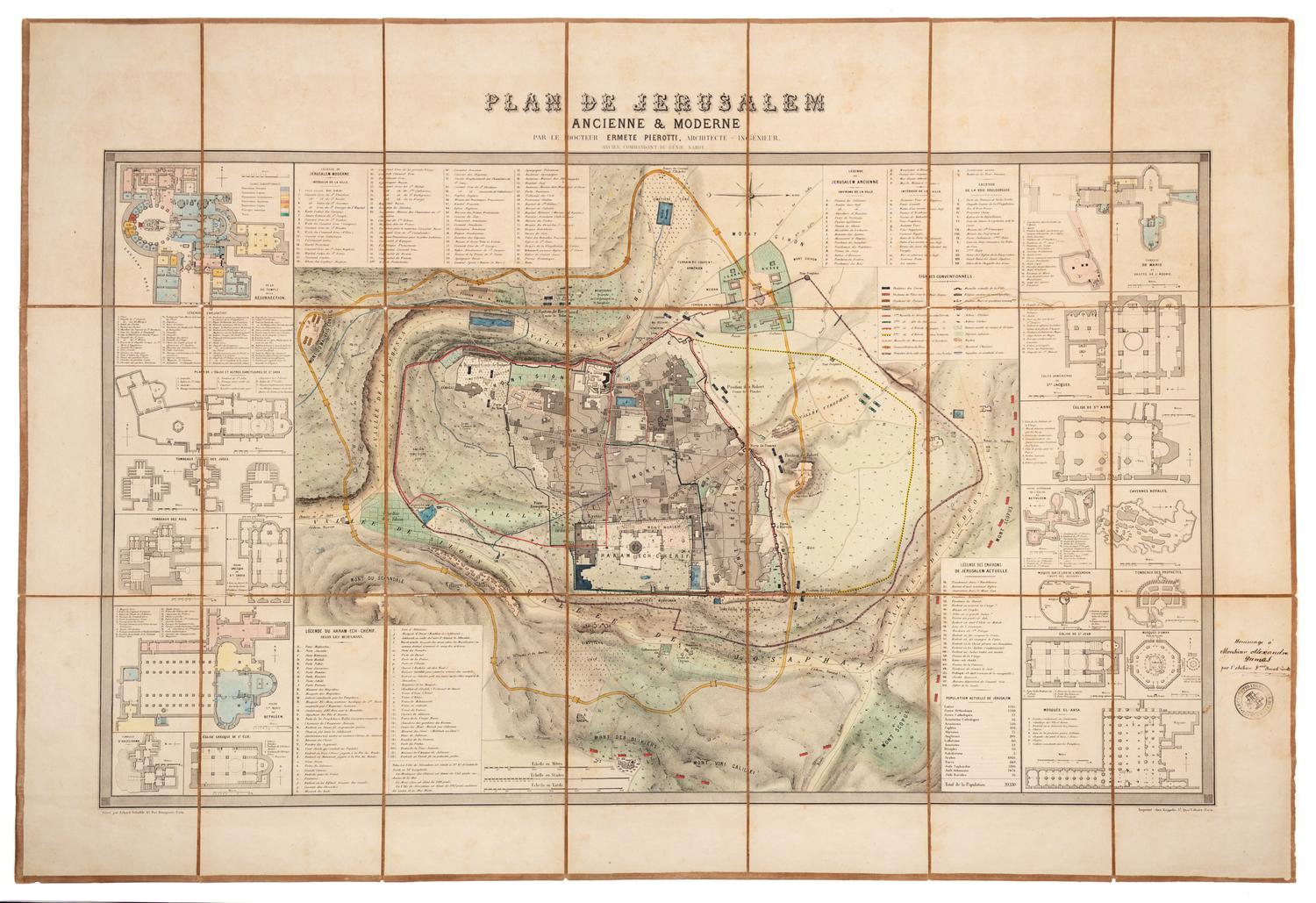 PIEROTTI, Ermete (fl. 19th century). Plan de Jerusalem. Paris, 1860.