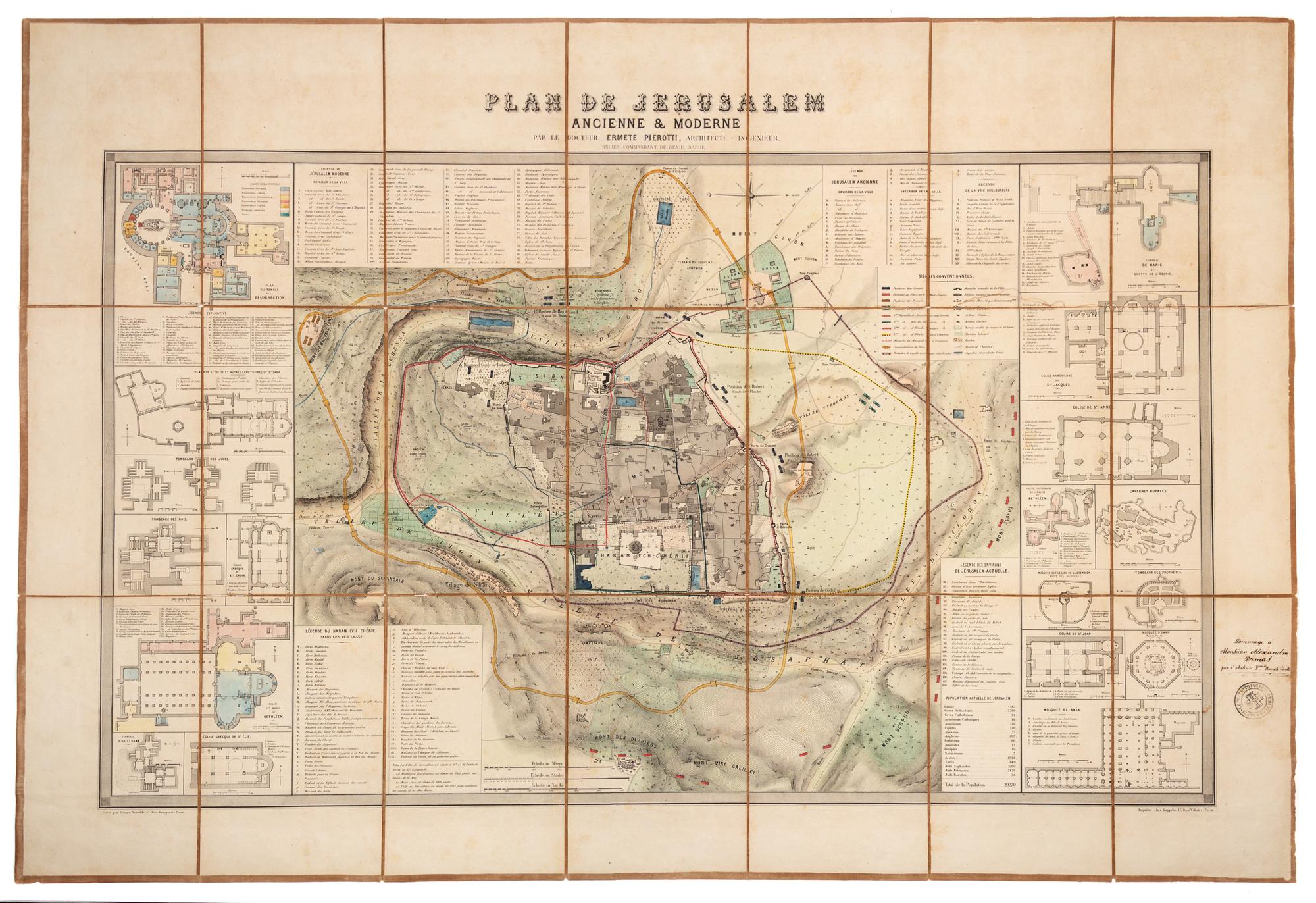 PIEROTTI, Ermete (fl. 19th century). Plan de Jerusalem. Paris, 1860.
