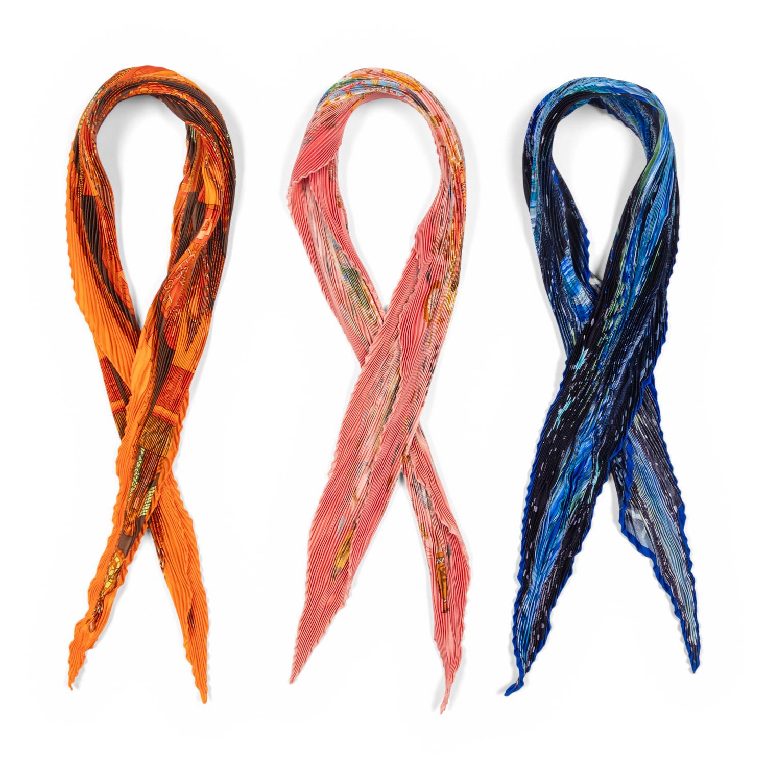 Hermès, Three Pleated Scarves