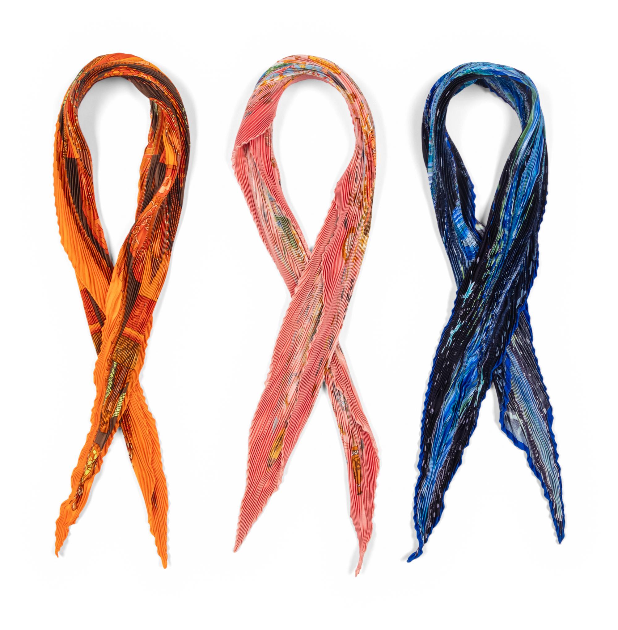 Hermès, Three Pleated Scarves