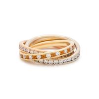 TRICOLOR GOLD, DIAMOND AND GEMSTONE ROLLING RING