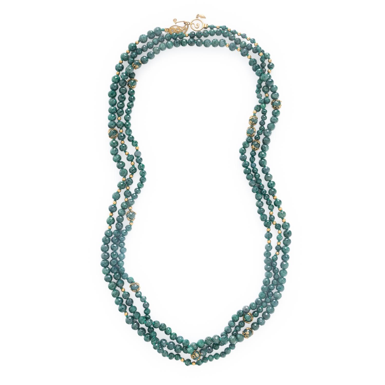 Coomi, Emerald, Diamond, and High Karat Yellow Gold Necklace