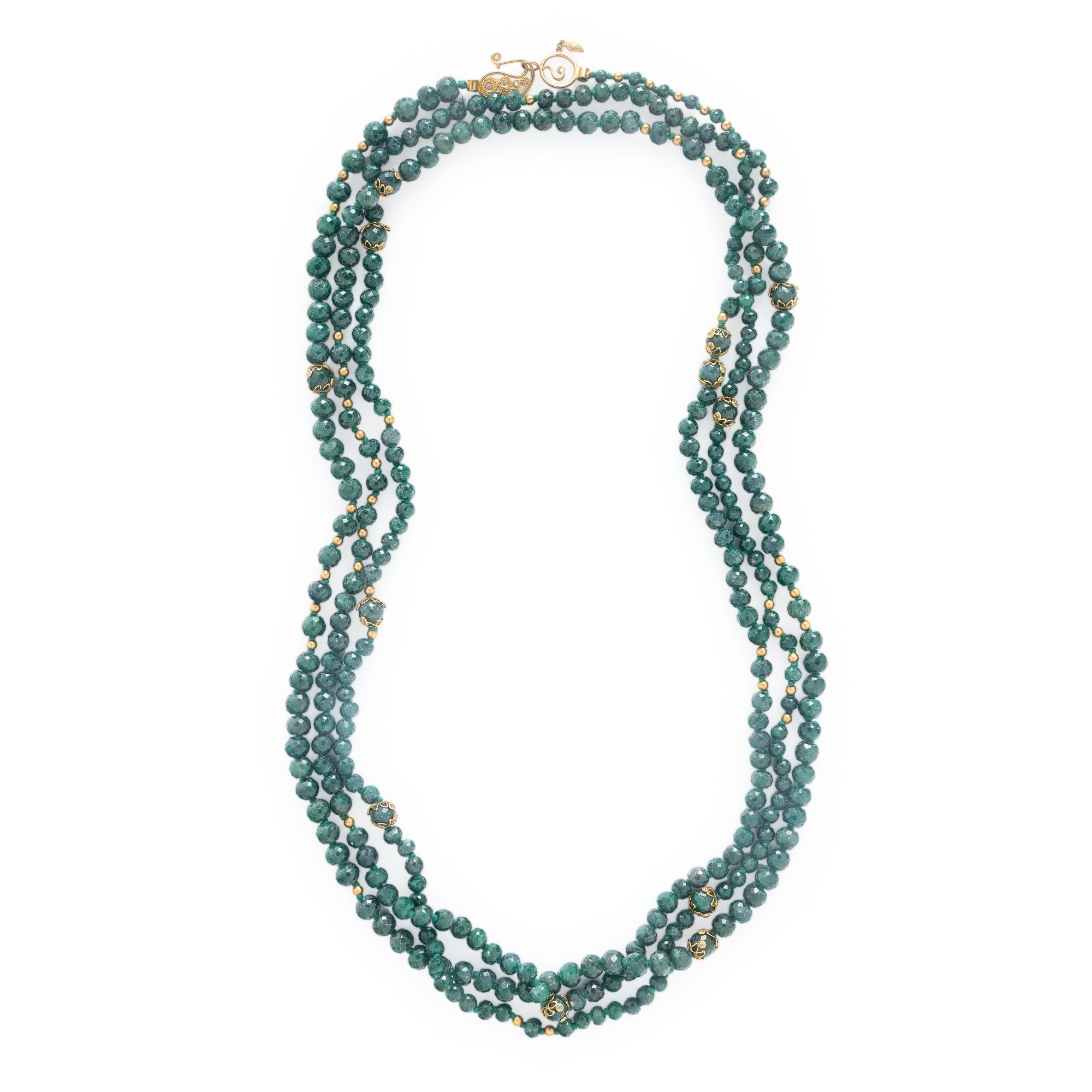Coomi, Emerald, Diamond, and High Karat Yellow Gold Necklace