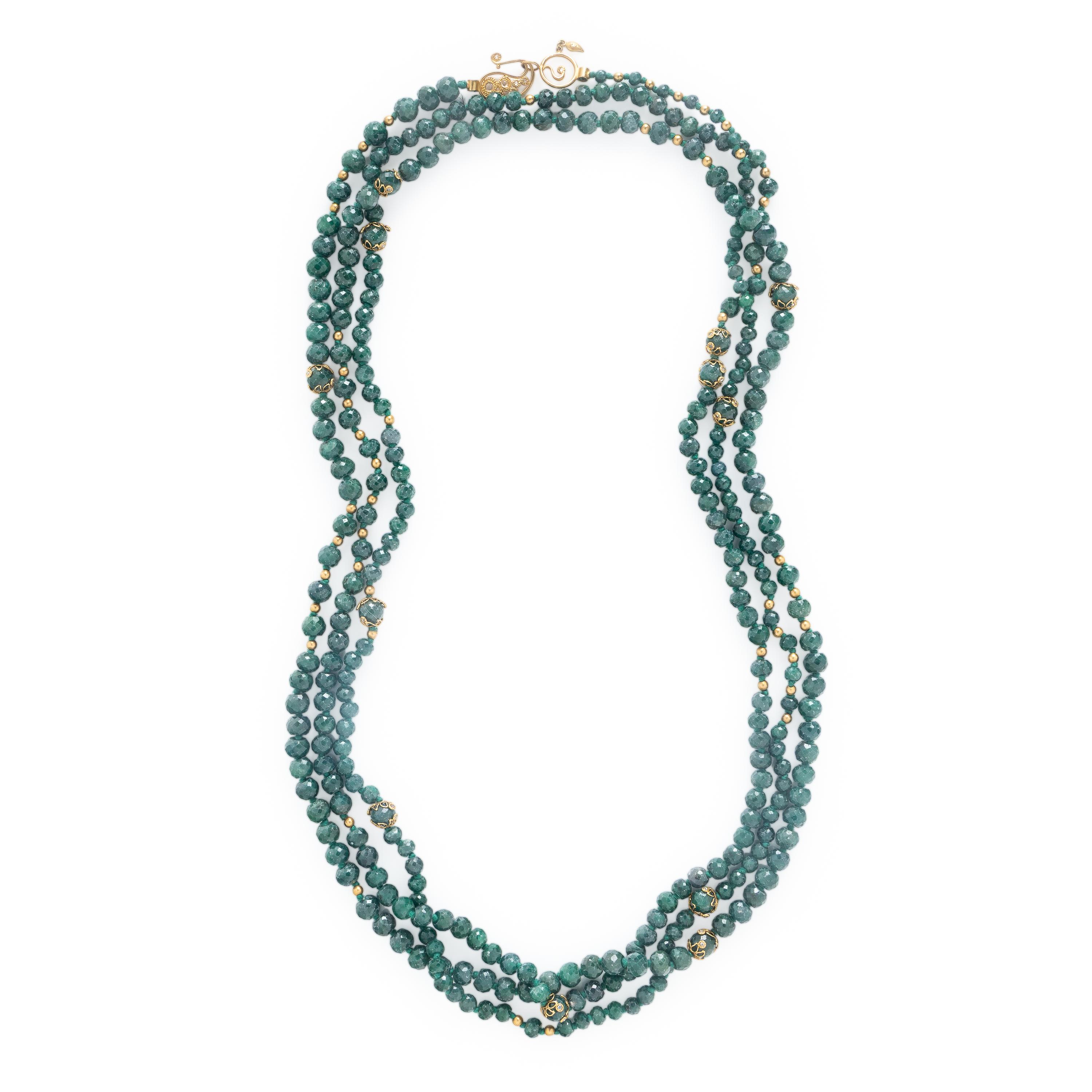 Coomi, Emerald, Diamond, and High Karat Yellow Gold Necklace