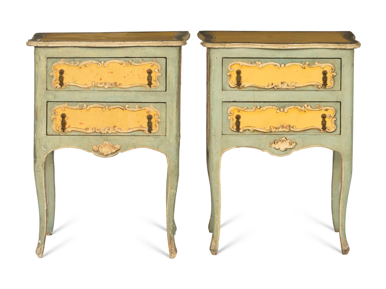 A Pair of Italian Polychrome-Painted Commodini