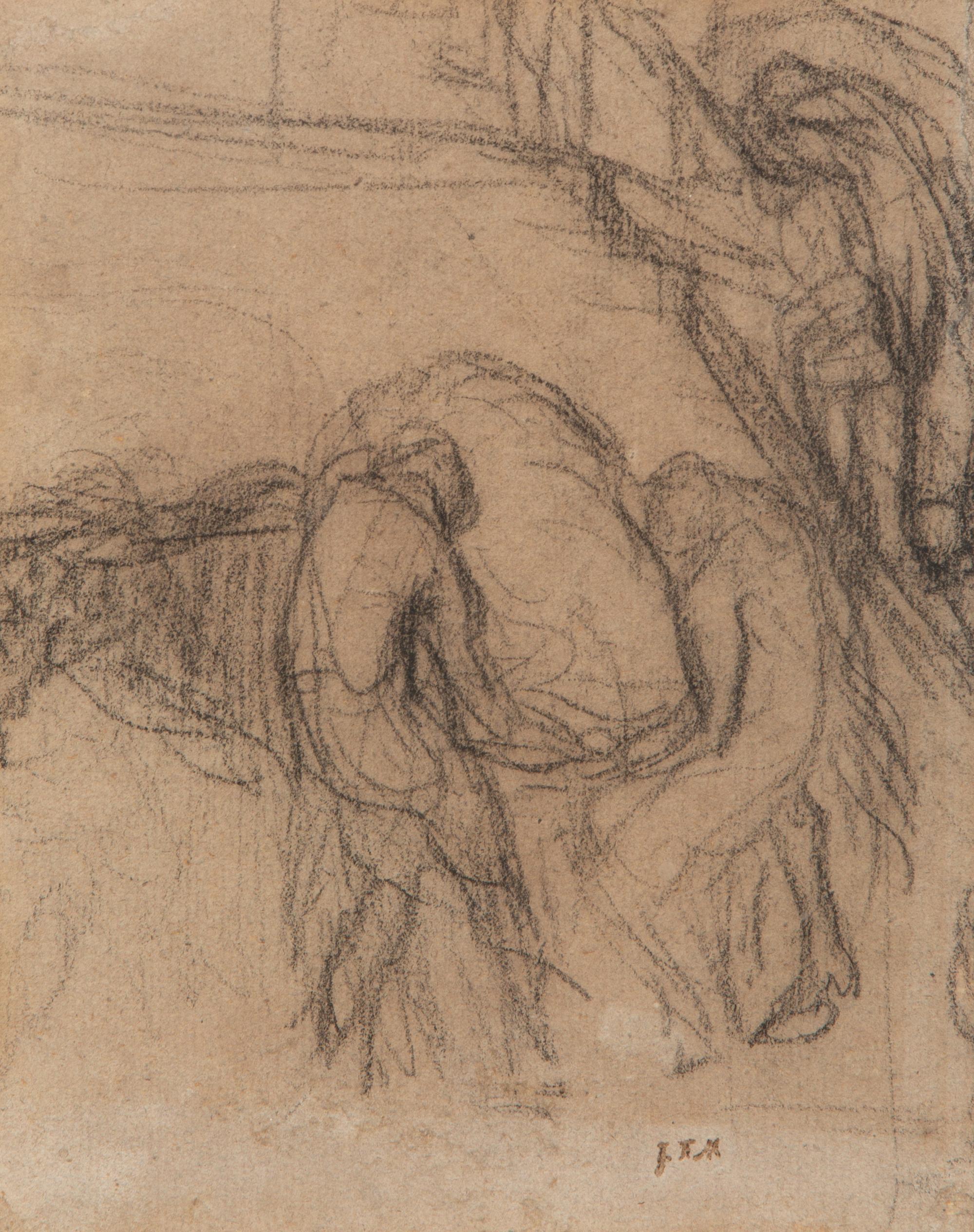 Peasants Unloading Sacks From a Horse