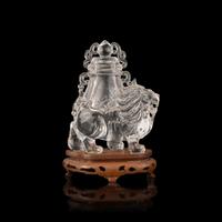 A Chinese Rock Crystal 'Mythical Beast' Vase and Cover, 20th Century 近代 雕水晶獣形蓋瓶