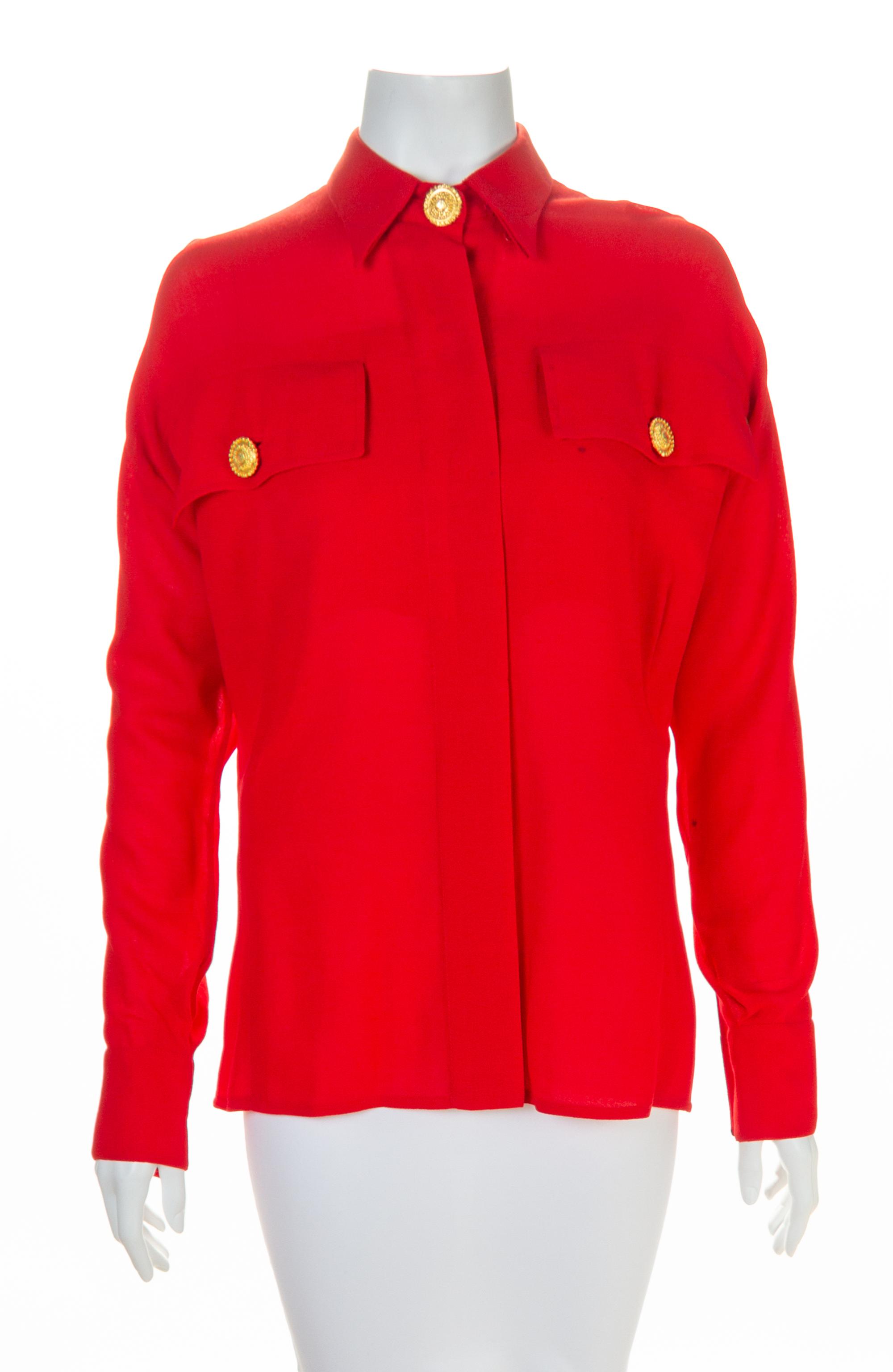 A Gianni Versace Red Shirt, Size 44.