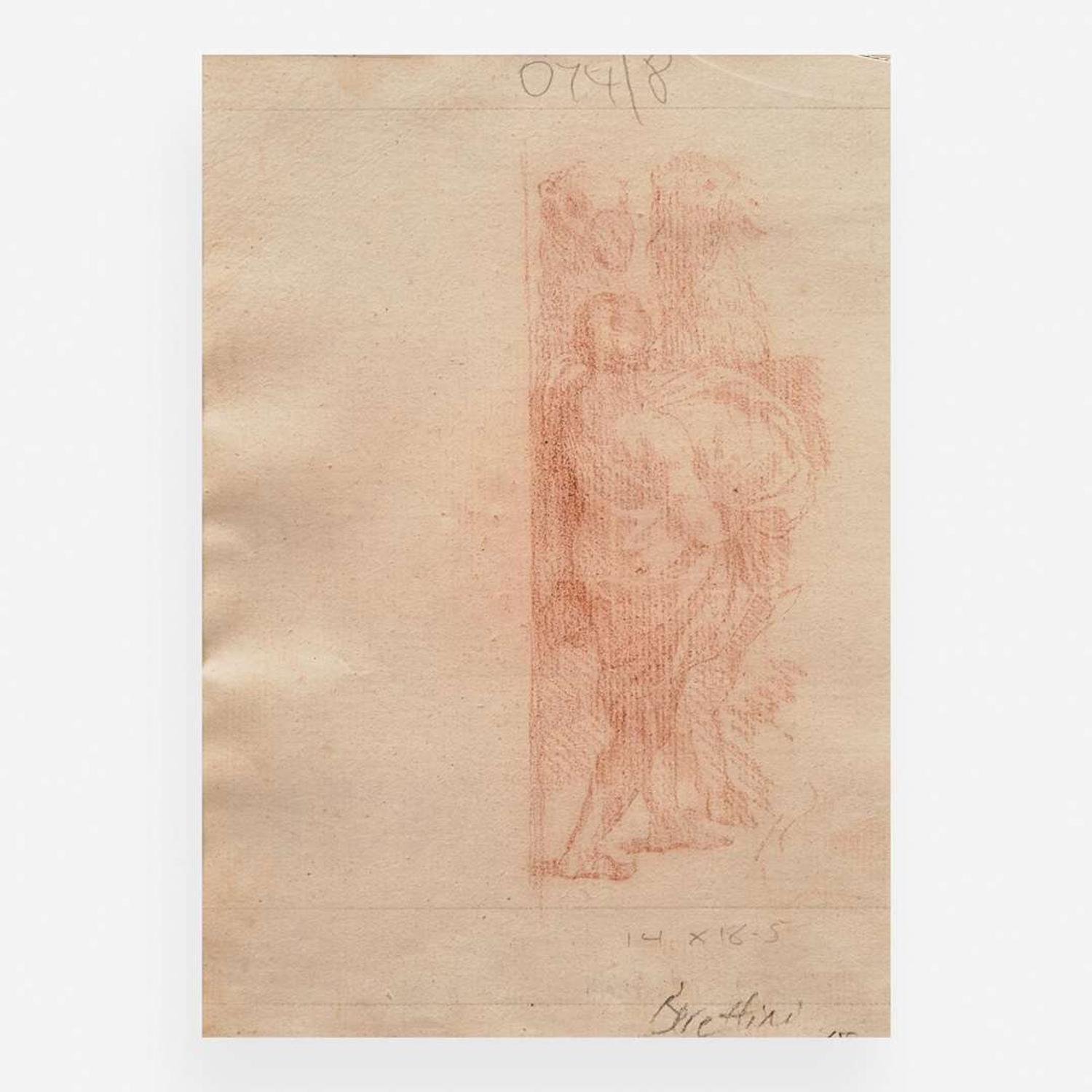 Francesco Bartolozzi (Italian, 1727-1815) Study of a Kneeling Figure; with Counterproof Study of a Figure with Two Camels Verso
