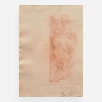 Francesco Bartolozzi (Italian, 1727-1815) Study of a Kneeling Figure; with Counterproof Study of a Figure with Two Camels Verso
