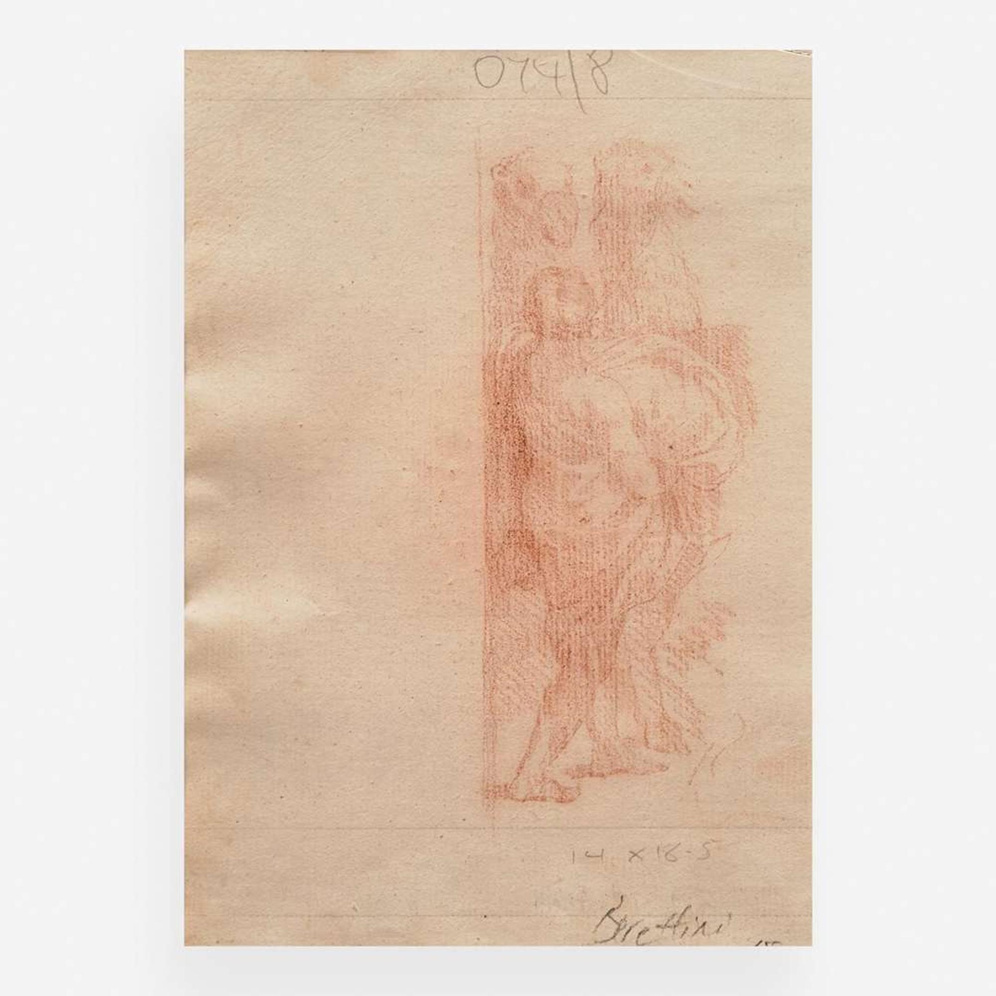 Francesco Bartolozzi (Italian, 1727-1815) Study of a Kneeling Figure; with Counterproof Study of a Figure with Two Camels Verso