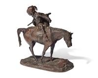 After Evgeni Alexandrovich Lanceray (Russian, 1848-1886), A Bronze Sculpture of a Soldier on Horseback