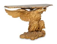 A Pair of George II Giltwood Marble-Top Eagle Pier Tables