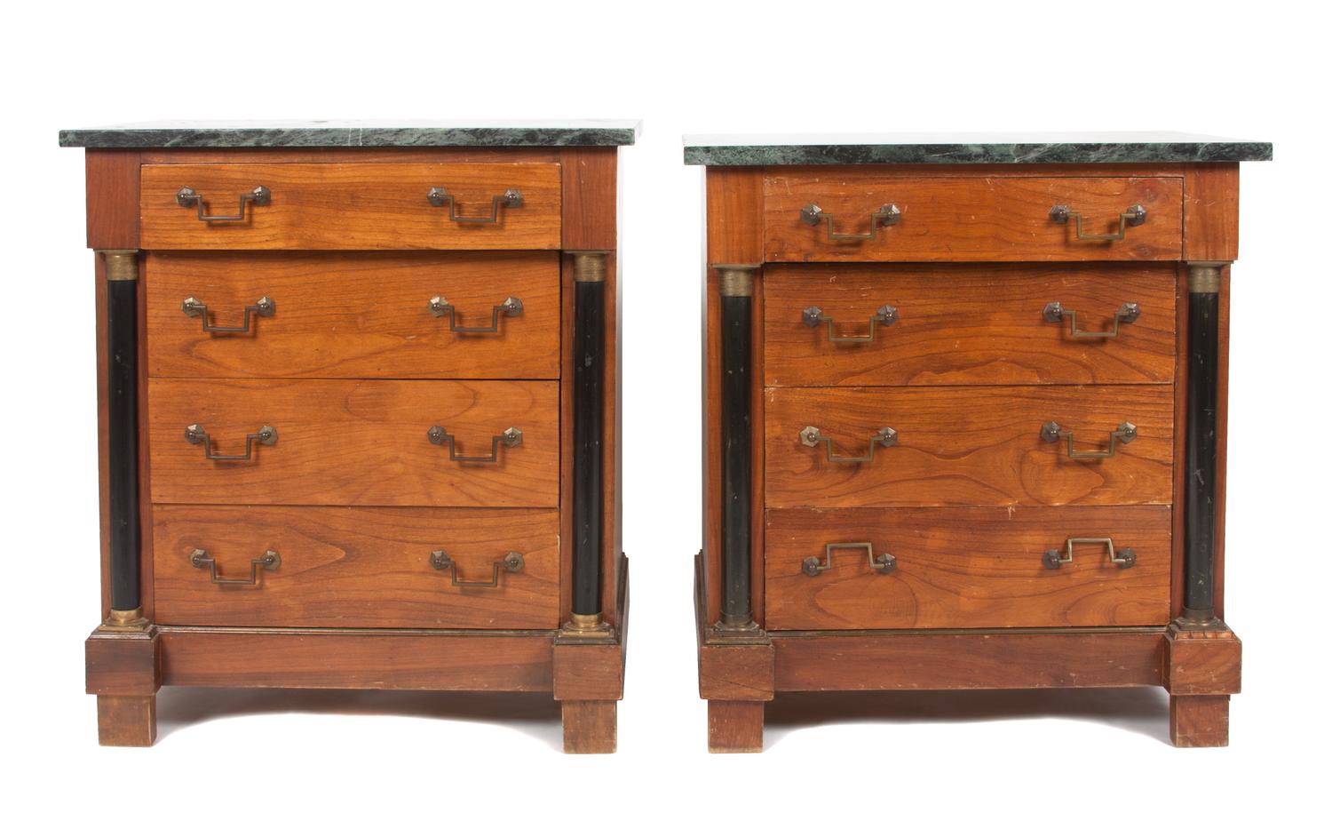A Pair of Empire Style Chests Height 26 x width 23 1/2 x depth 15 1/2 inches.