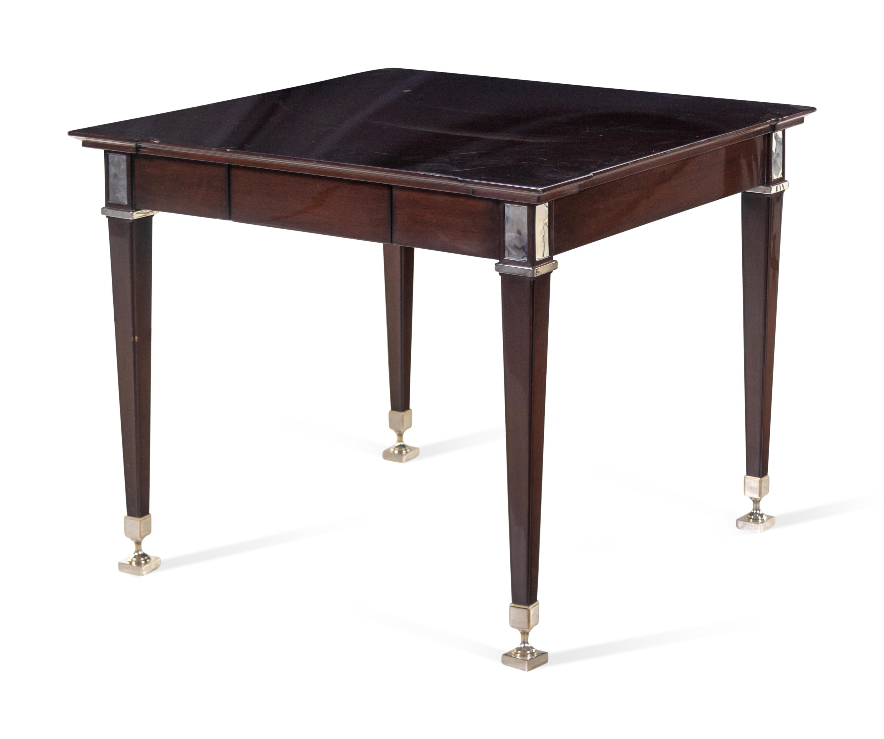 A Nancy Corzine Chromed Metal Mounted Writing Table