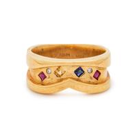 YELLOW GOLD, MULTIGEM AND DIAMOND RING