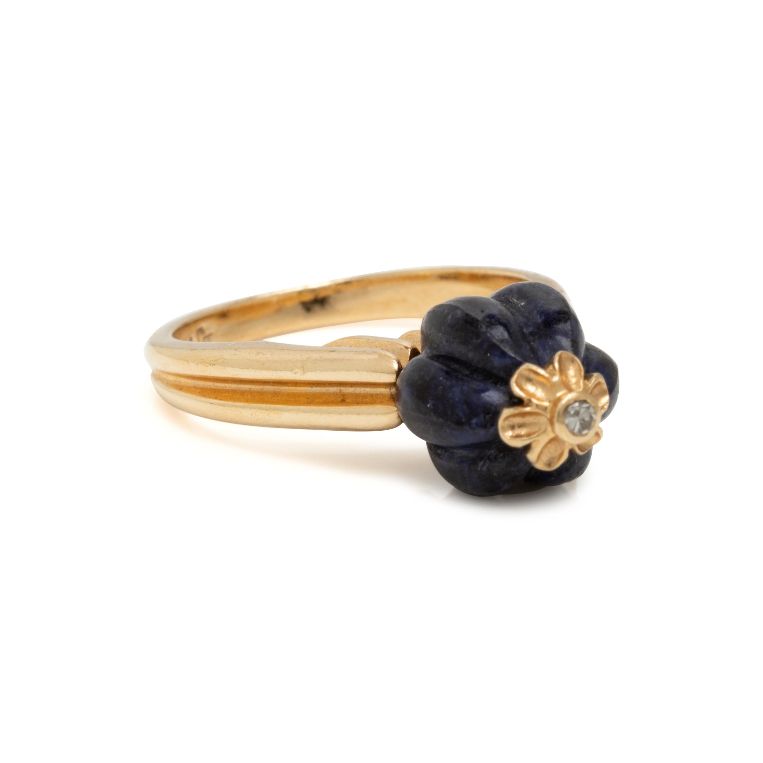 Collection of Carved Gemstone and Yellow Gold Stacking Rings