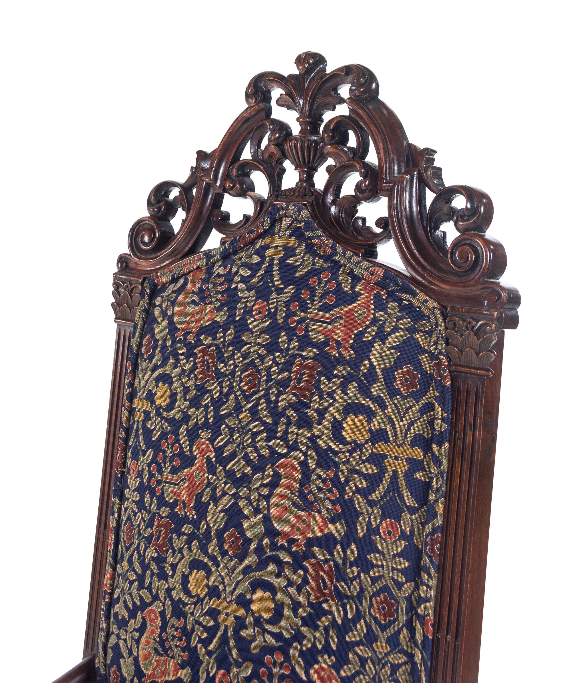 An Italian Baroque Style Carved Walnut Armchair