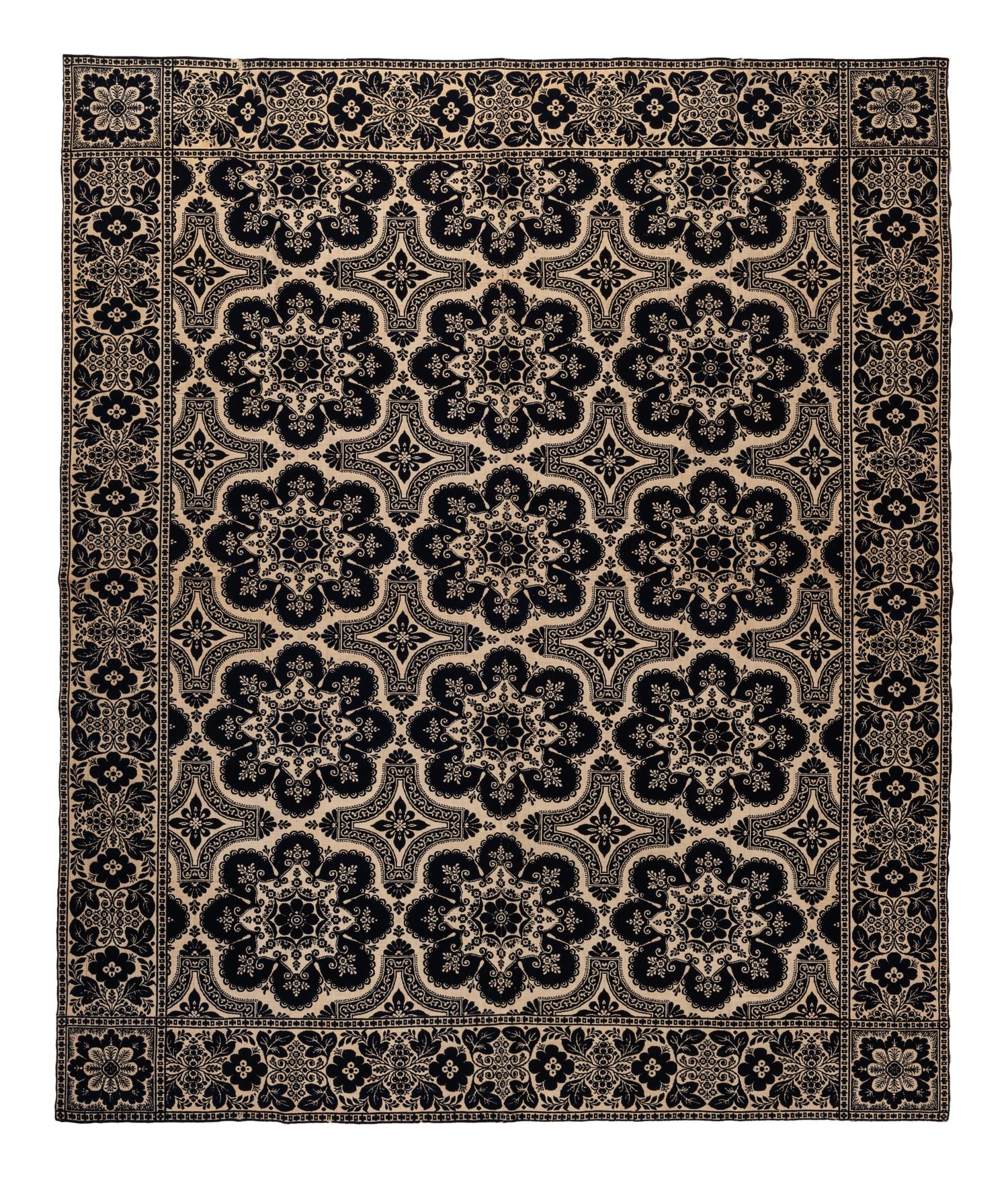 A Floral Medallion Jacquard Coverlet