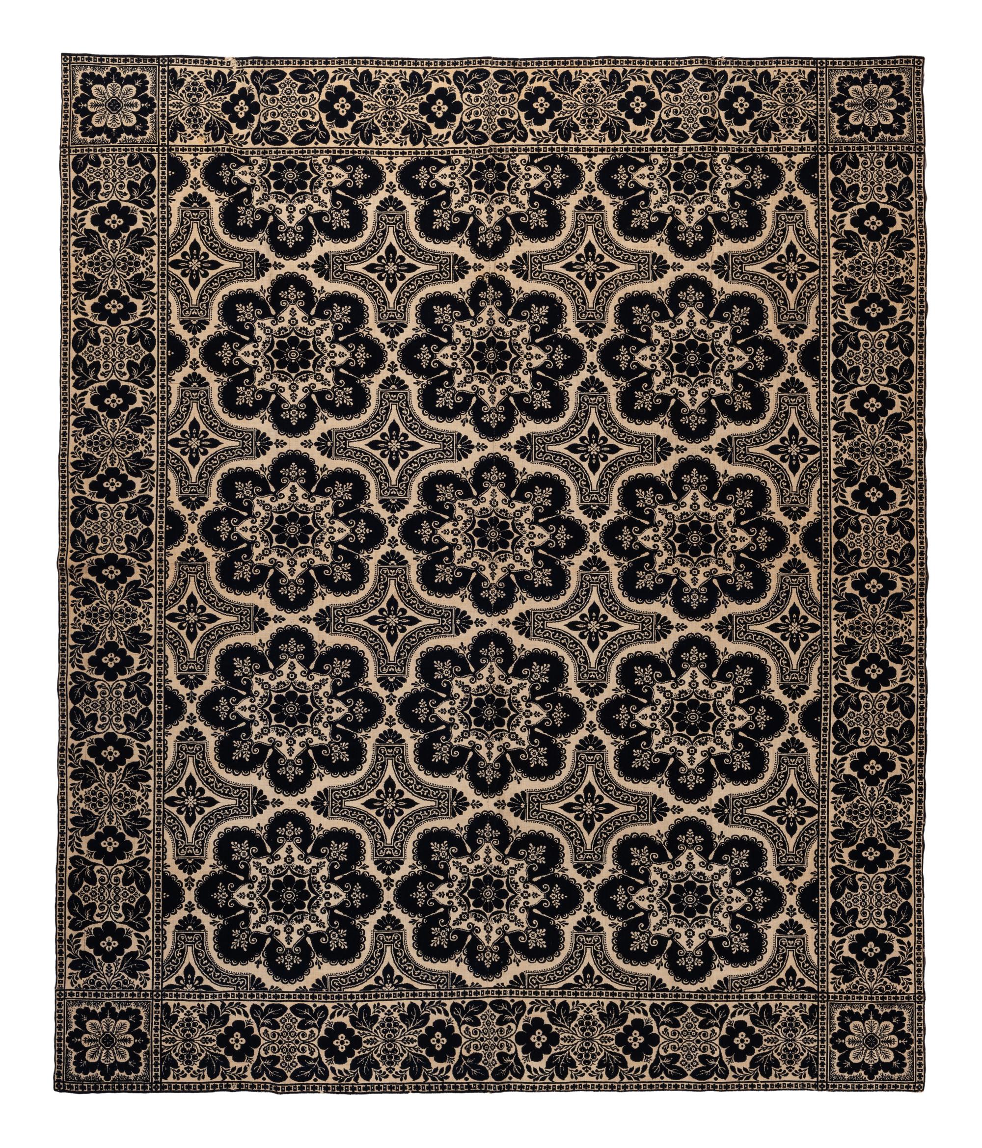 A Floral Medallion Jacquard Coverlet