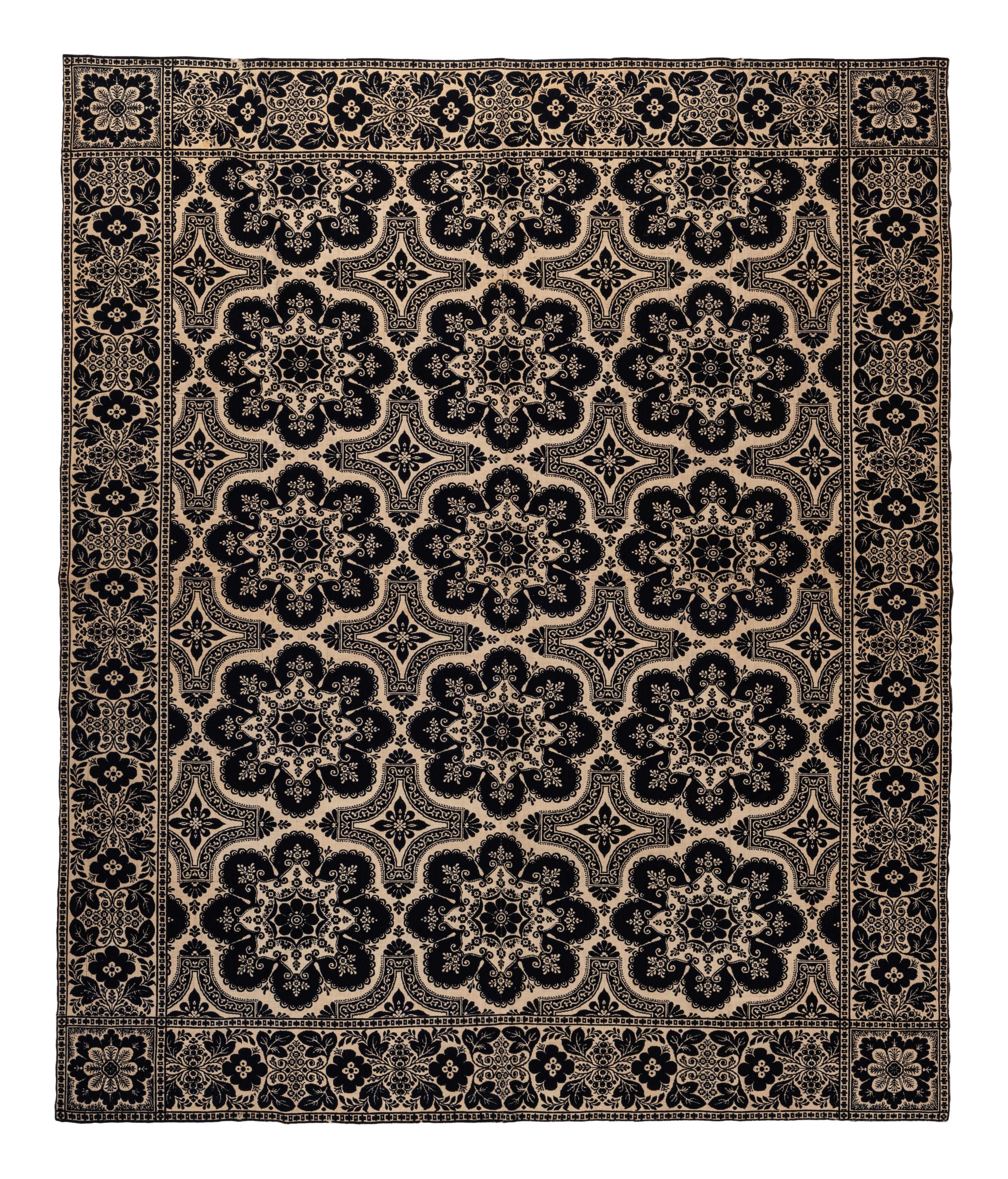A Floral Medallion Jacquard Coverlet