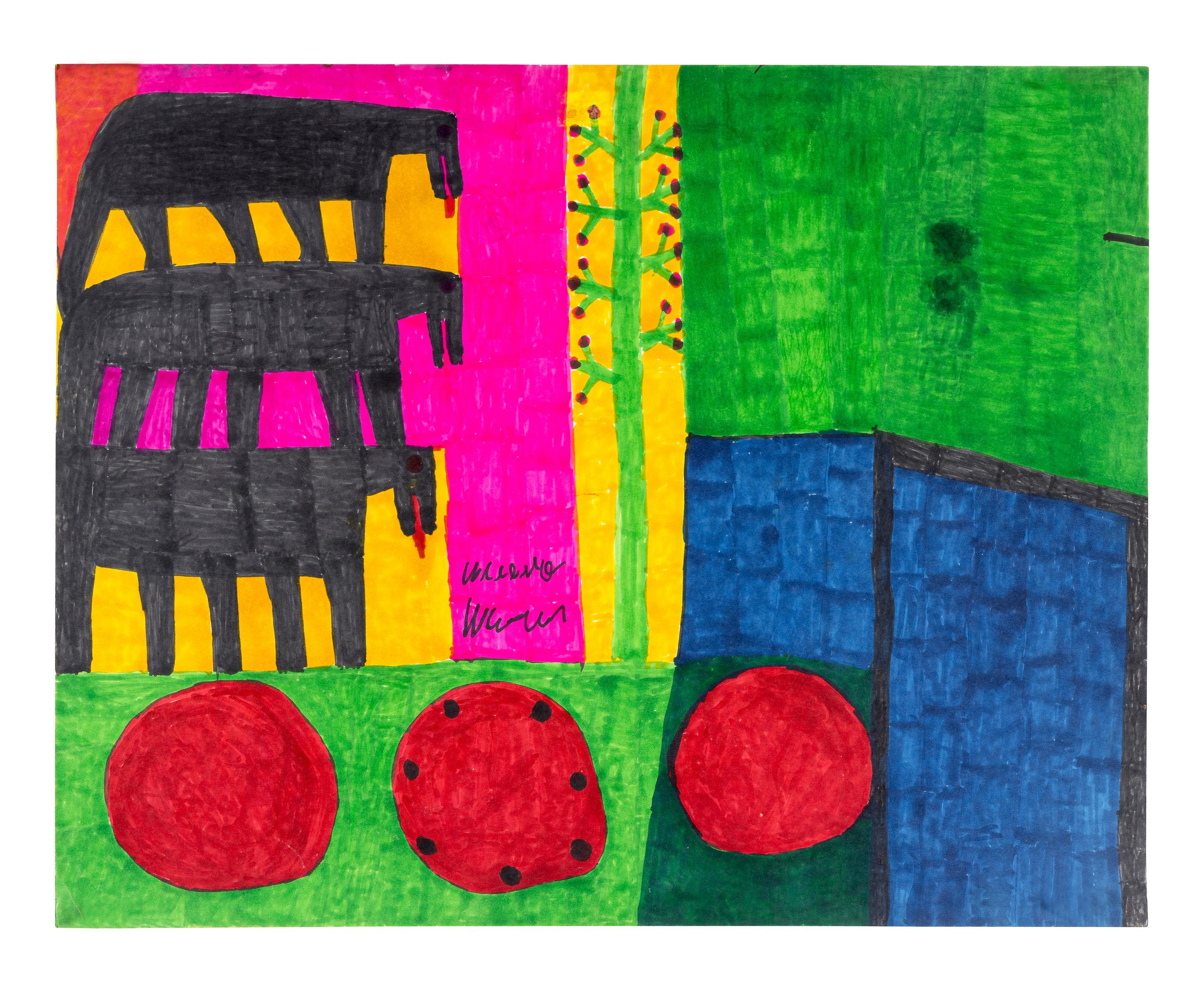 Untitled (Prehistoric Animals), Untitled (Prehistoric Animals), Untitled (Prehistoric Animals) and Untitled (Prehistoric Animals (four works)