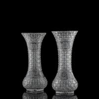 A Pair of Brilliant-Period Intaglio- and "Harvard" Cut Glass Vases, Attributed to Tuthill