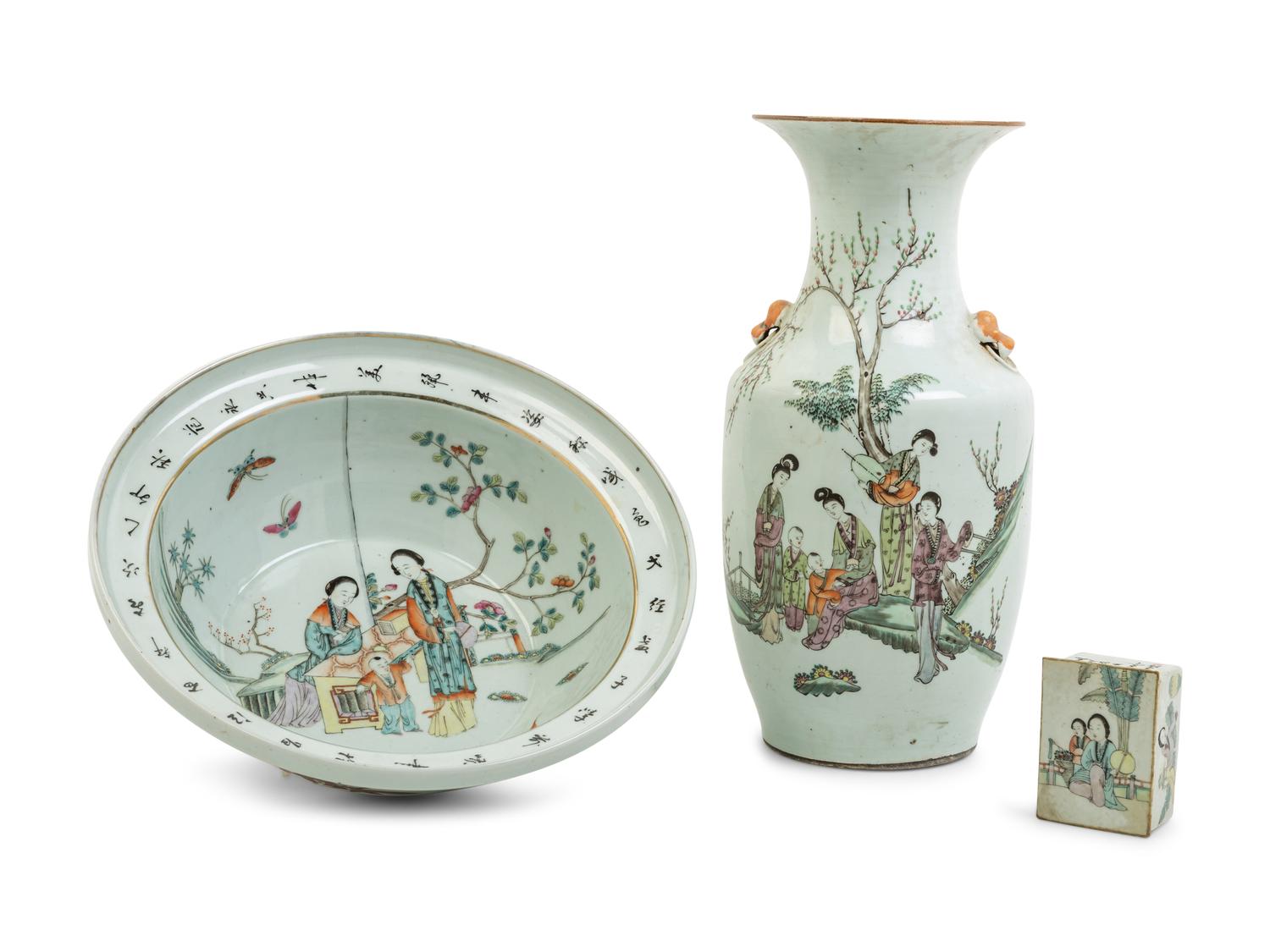 Three Chinese Famille Rose Porcelain 'Ladies' Articles