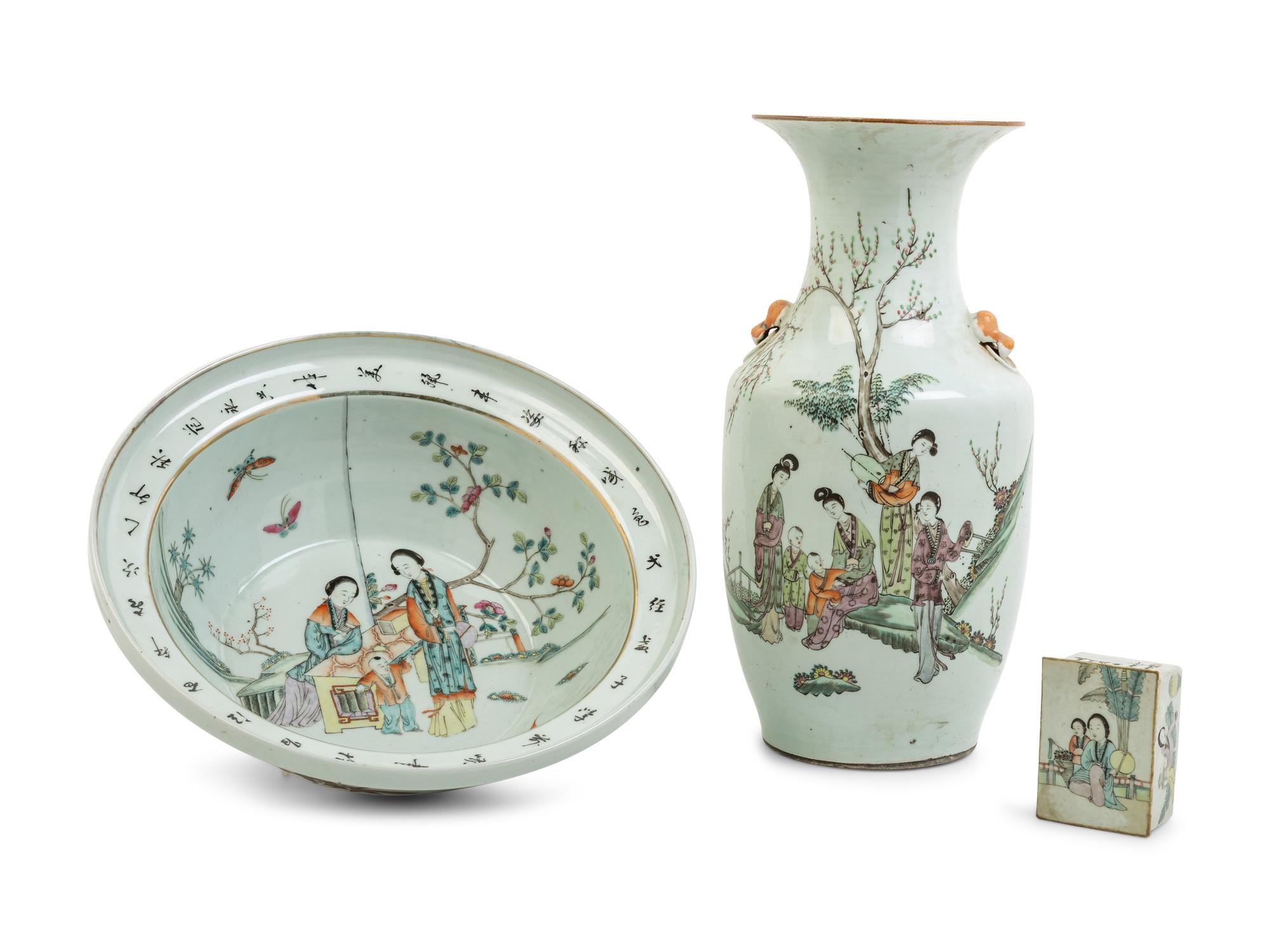 Three Chinese Famille Rose Porcelain 'Ladies' Articles