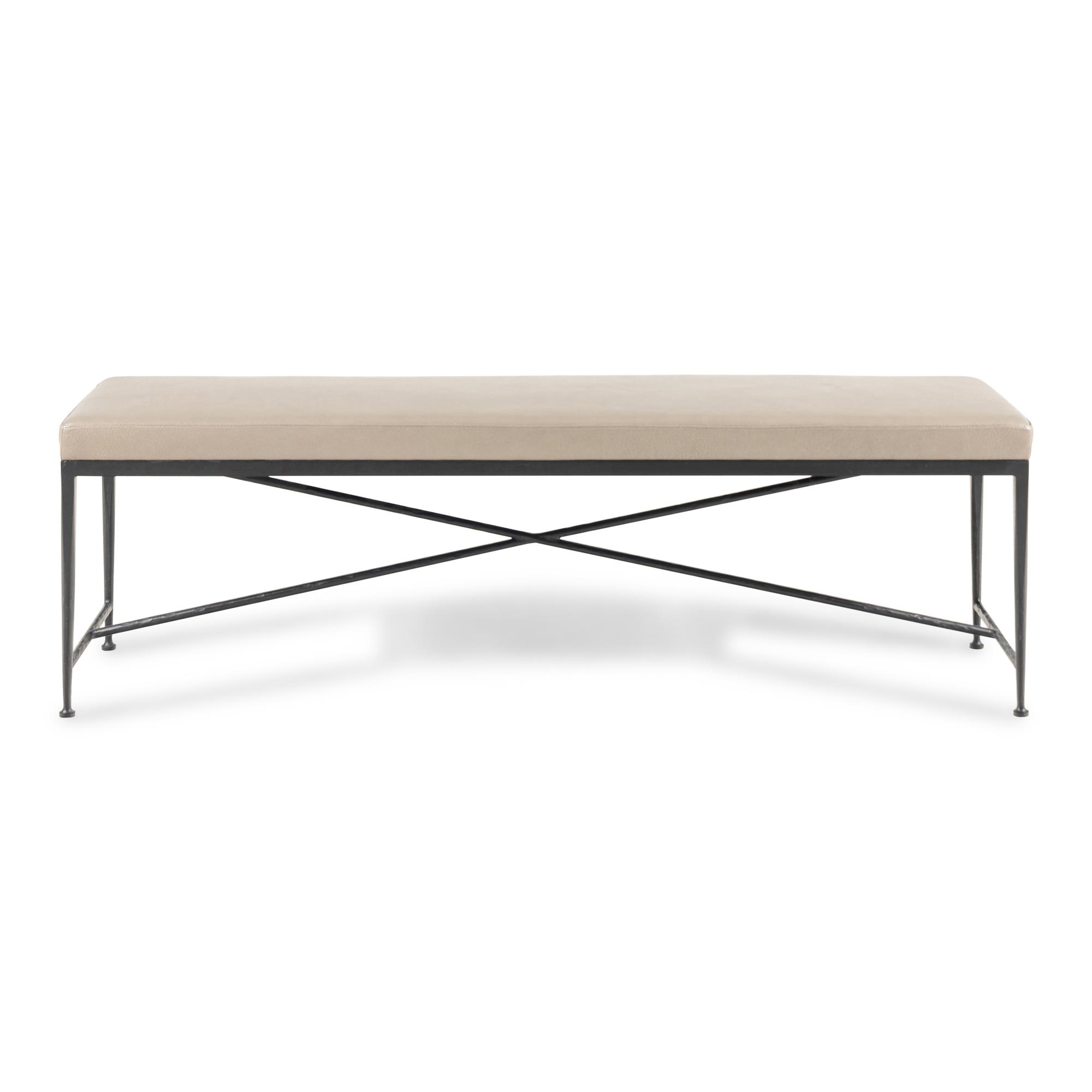 A Dessin Fournir Leather Upholstered Steel Bench