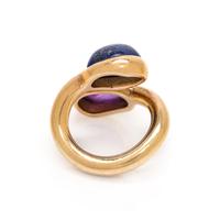 AMETHYST AND LAPIS LAZULI BYPASS RING