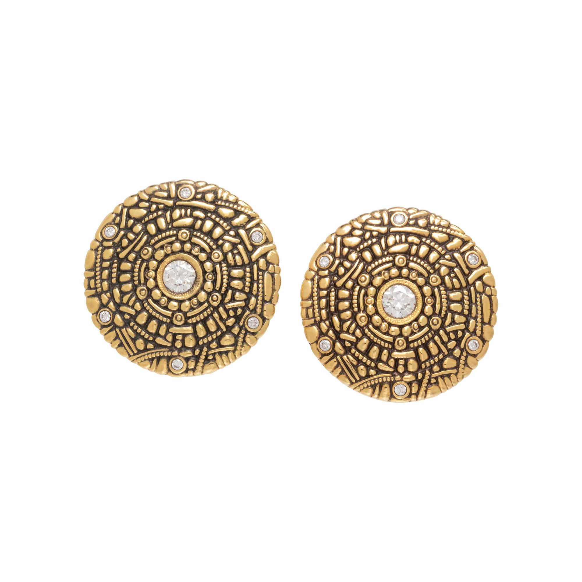 ALEX SEPKAS, YELLOW GOLD AND DIAMOND EARCLIPS