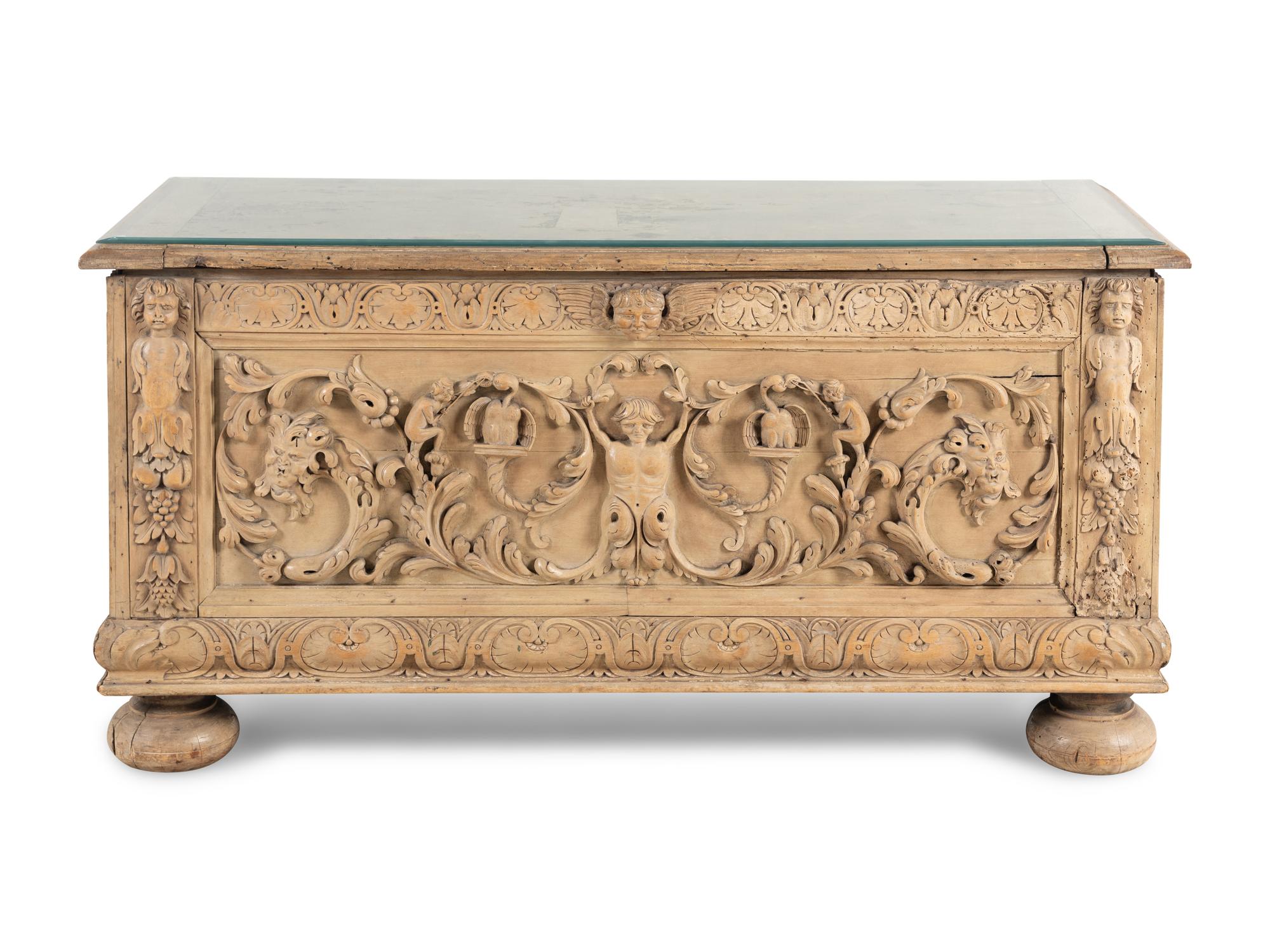 A Continental Carved Oak Cassone