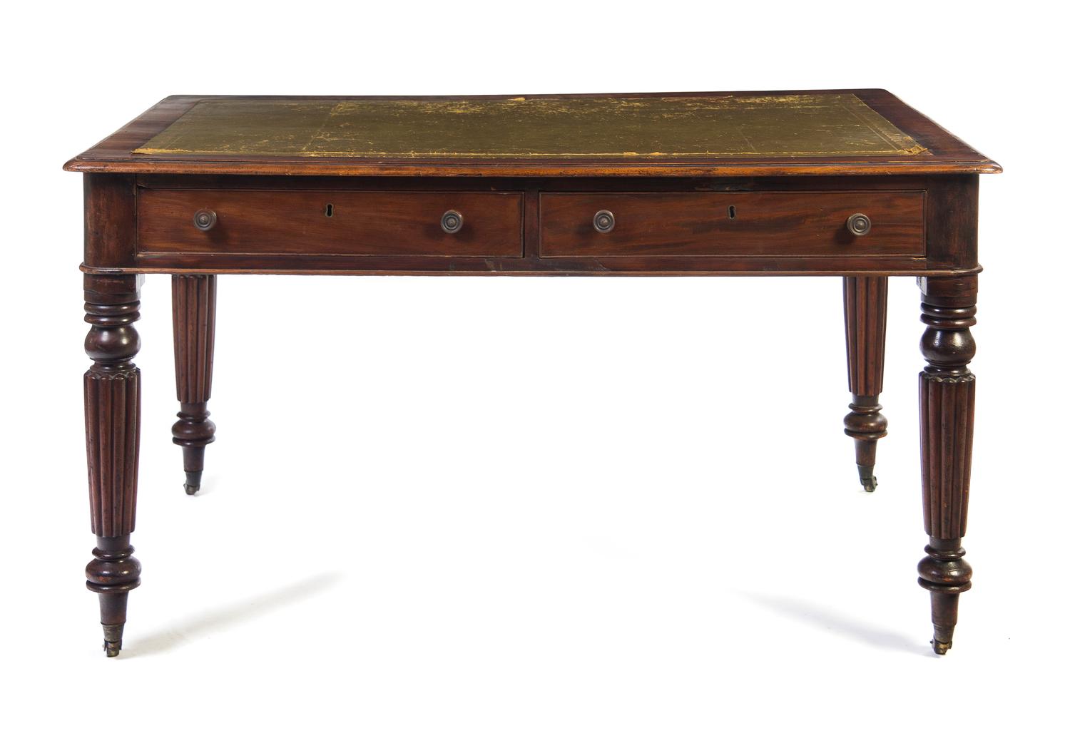 A William IV Mahogany Partner's Desk, Height 29 x width 54 x depth 36 inches.